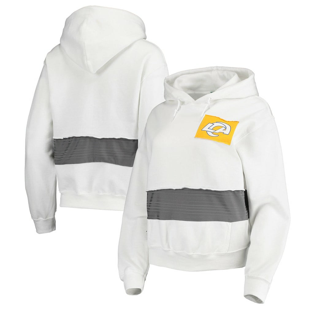 Los Angeles Rams Refried Apparel Women's Sustainable Crop Dolman Pullover Hoodie - White cheap