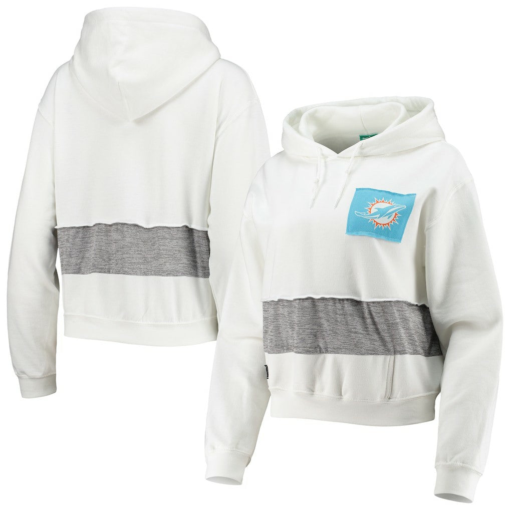 Miami Dolphins Refried Apparel Women's Sustainable Crop Dolman Pullover Hoodie - White outlet