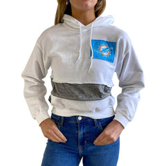 Miami Dolphins Refried Apparel Women's Sustainable Crop Dolman Pullover Hoodie - White outlet
