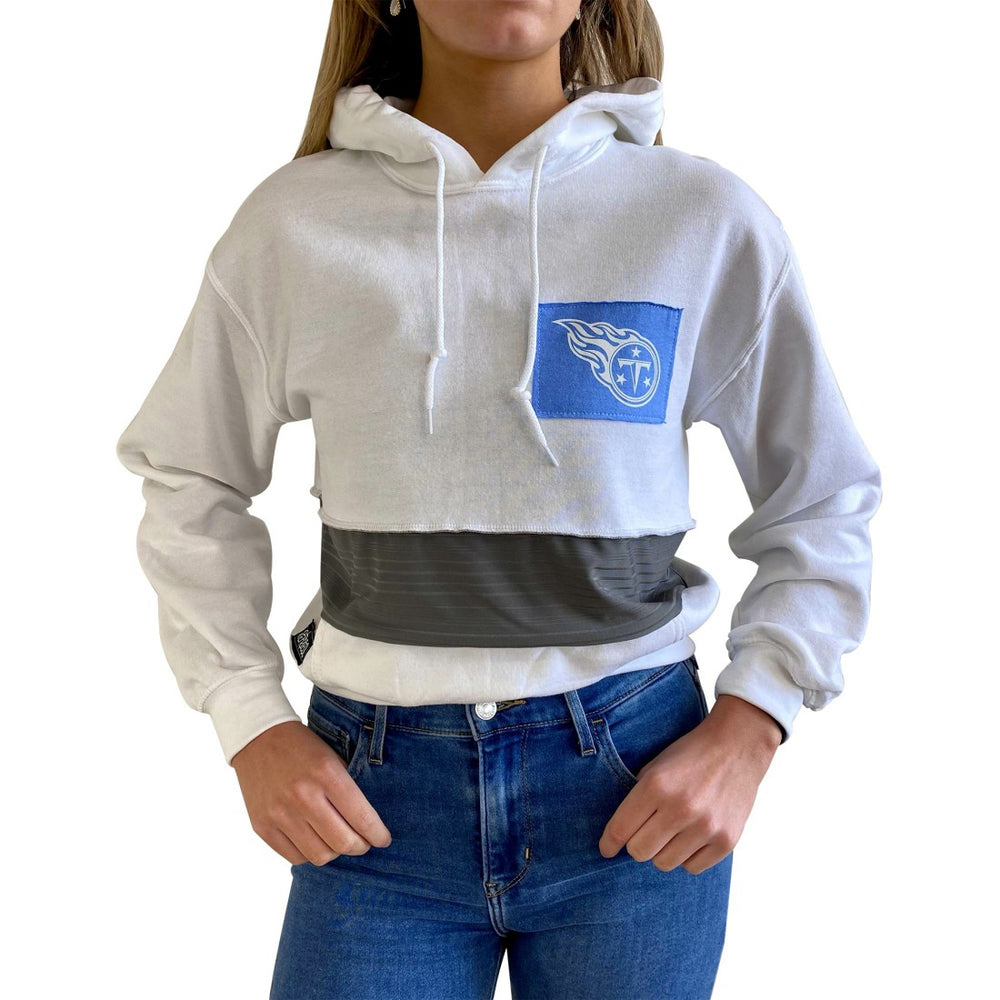 Tennessee Titans Refried Apparel Women's Sustainable Crop Dolman Pullover Hoodie - White sale