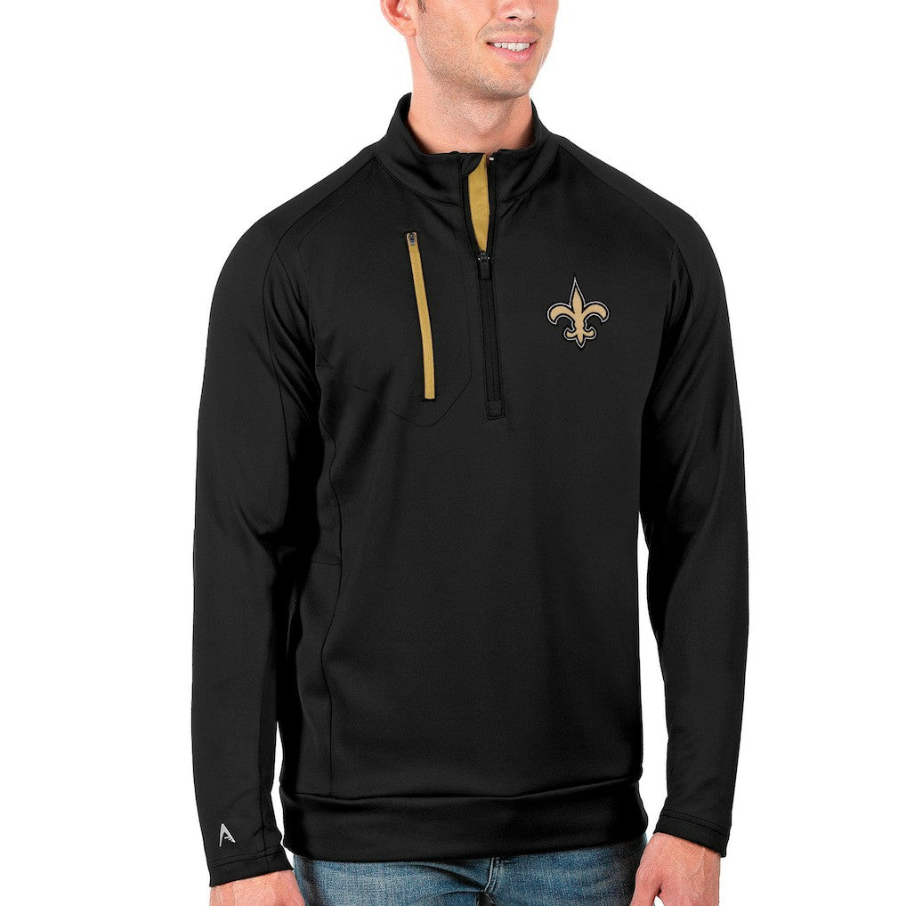 New Orleans Saints Antigua Generation Quarter-Zip Pullover Jacket - Black/Gold discount