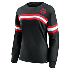 Toronto Raptors Women's Block Party Chest Logo Striped Long Sleeve T-Shirt - Black | Fanatics online