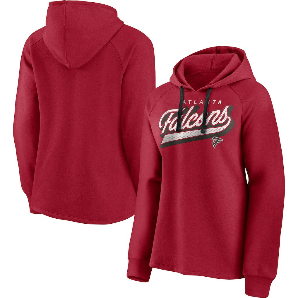 Atlanta Falcons Women's First Contact Raglan Pullover Hoodie - Red on sale