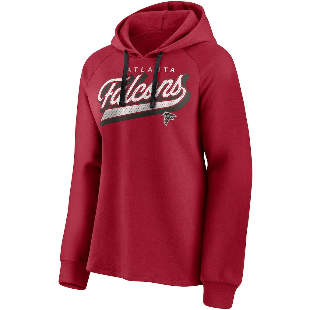 Atlanta Falcons Women's First Contact Raglan Pullover Hoodie - Red on sale