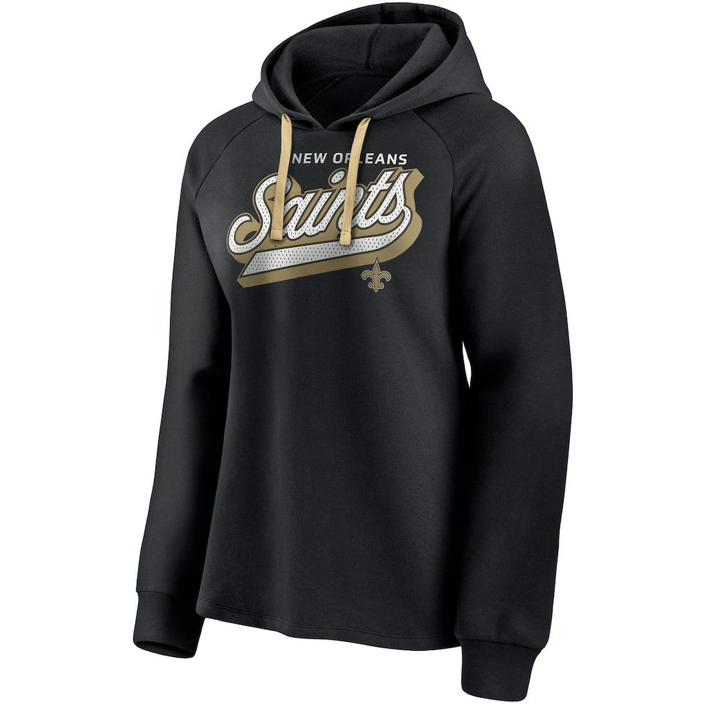 New Orleans Saints Women's First Contact Raglan Pullover Hoodie - Black for sale