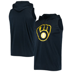 Milwaukee Brewers Stitches Sleeveless Pullover Hoodie - Navy