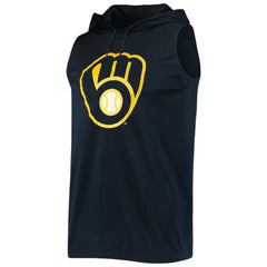 Milwaukee Brewers Stitches Sleeveless Pullover Hoodie - Navy