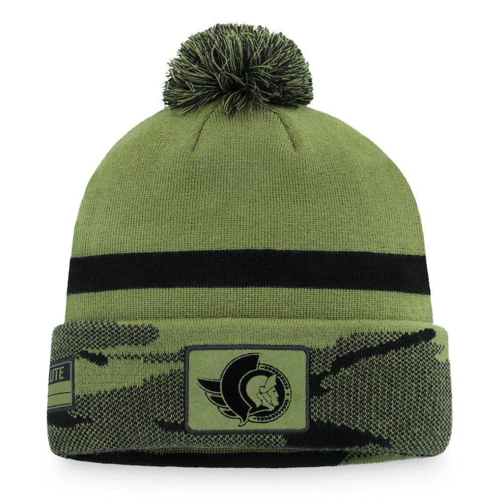 Ottawa Senators Fanatics Military Appreciation Cuffed Knit Hat with Pom Camo