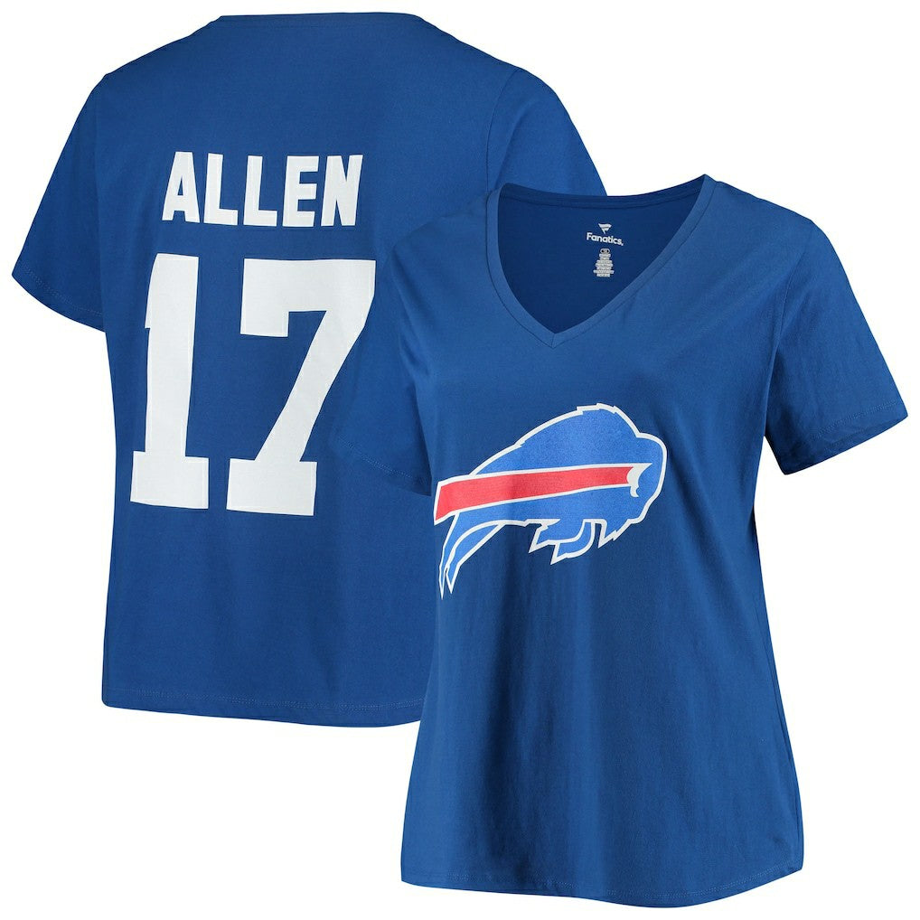 Josh Allen Buffalo Bills Women's Plus Size Name & Number V-Neck T-Shirt - Royal cheap