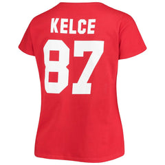 Travis Kelce Kansas City Chiefs Women's Plus Size Fair Catch Name & Number Scoop Neck T-Shirt - Red outlet