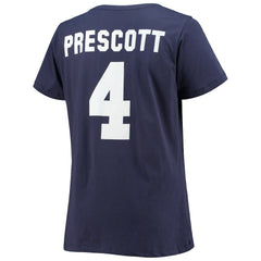 Dak Prescott Dallas Cowboys Women's Plus Size Fair Catch Name & Number V-Neck T-Shirt - Navy outlet