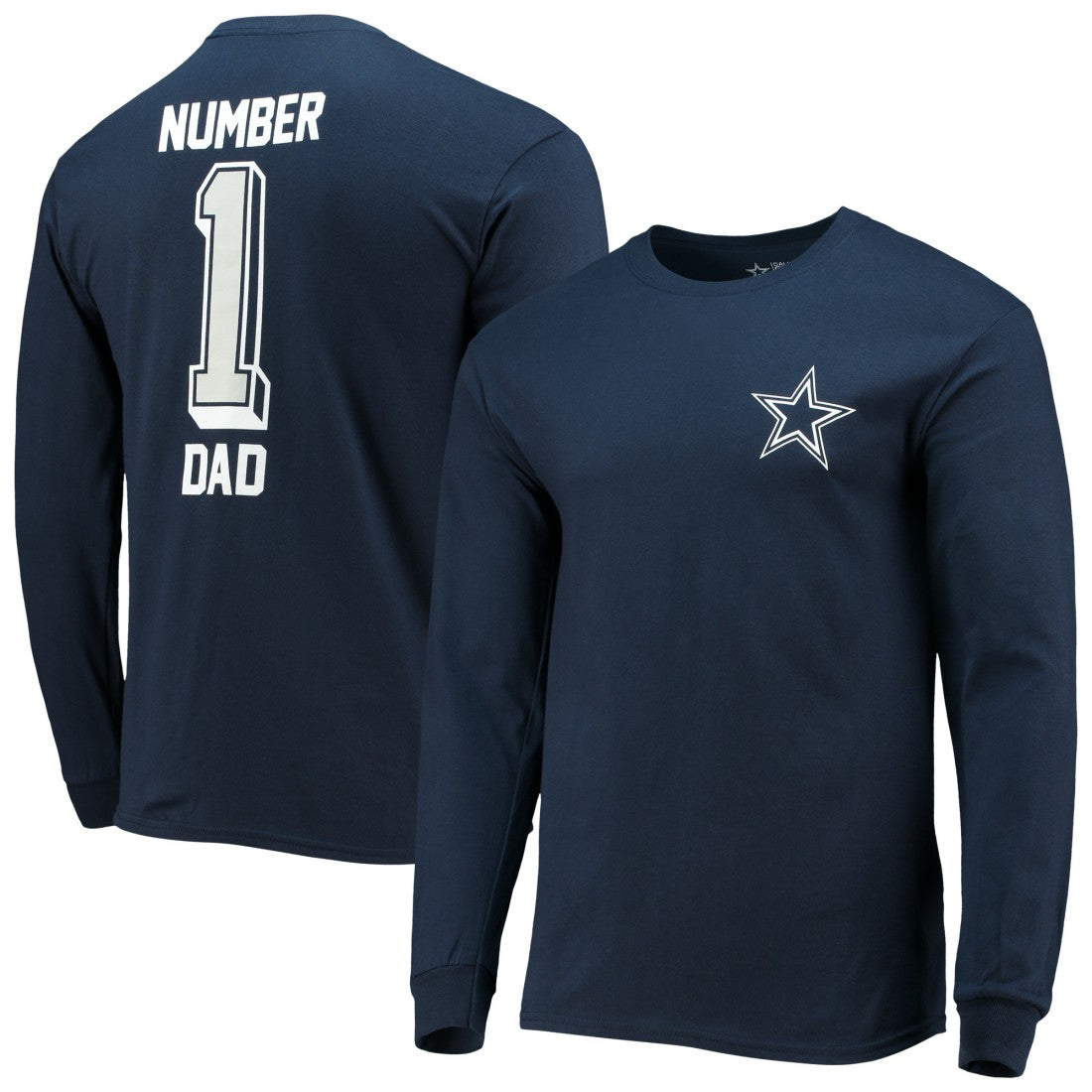 Dallas Cowboys #1 Dad Long Sleeve T-Shirt - Navy discount