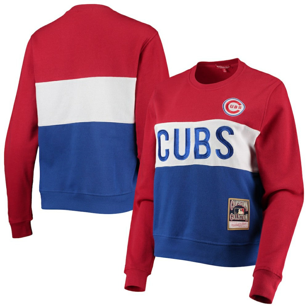 Chicago Cubs Women's Color Block 2.0 Pullover Sweatshirt - Royal | Mitchell & Ness