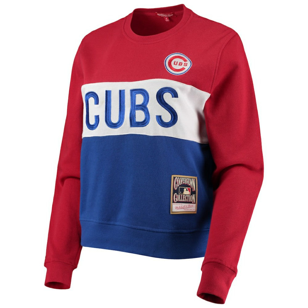 Chicago Cubs Women's Color Block 2.0 Pullover Sweatshirt - Royal | Mitchell & Ness