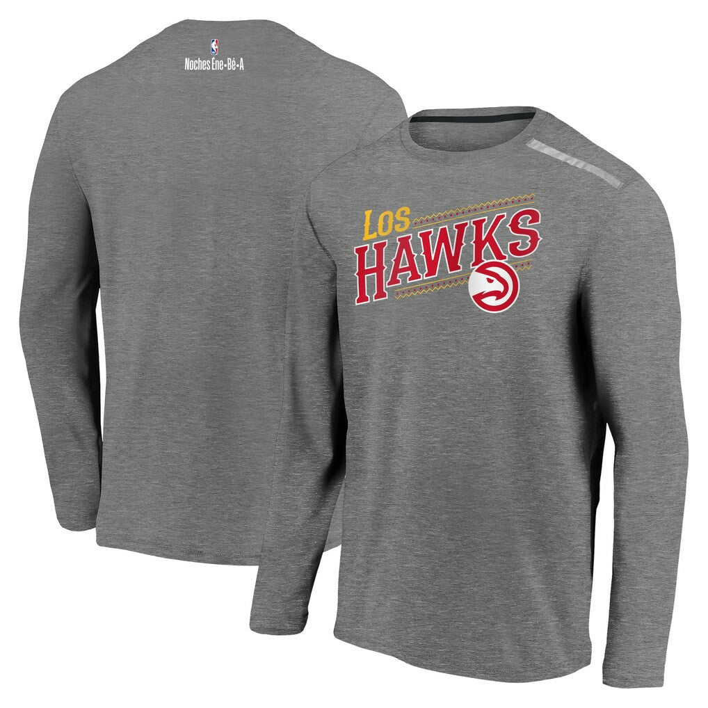 Atlanta Hawks 2021 Noches Éne-Bé-A Authentic Shooting Long Sleeve T-Shirt - Heather Charcoal | Fanatics cheap