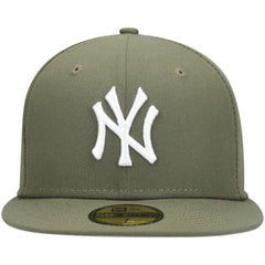 New York Yankees White Logo 59FIFTY Fitted Hat - Olive | New Era