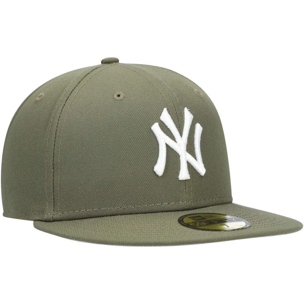 New York Yankees White Logo 59FIFTY Fitted Hat - Olive | New Era