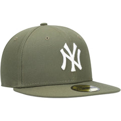 New York Yankees White Logo 59FIFTY Fitted Hat - Olive | New Era