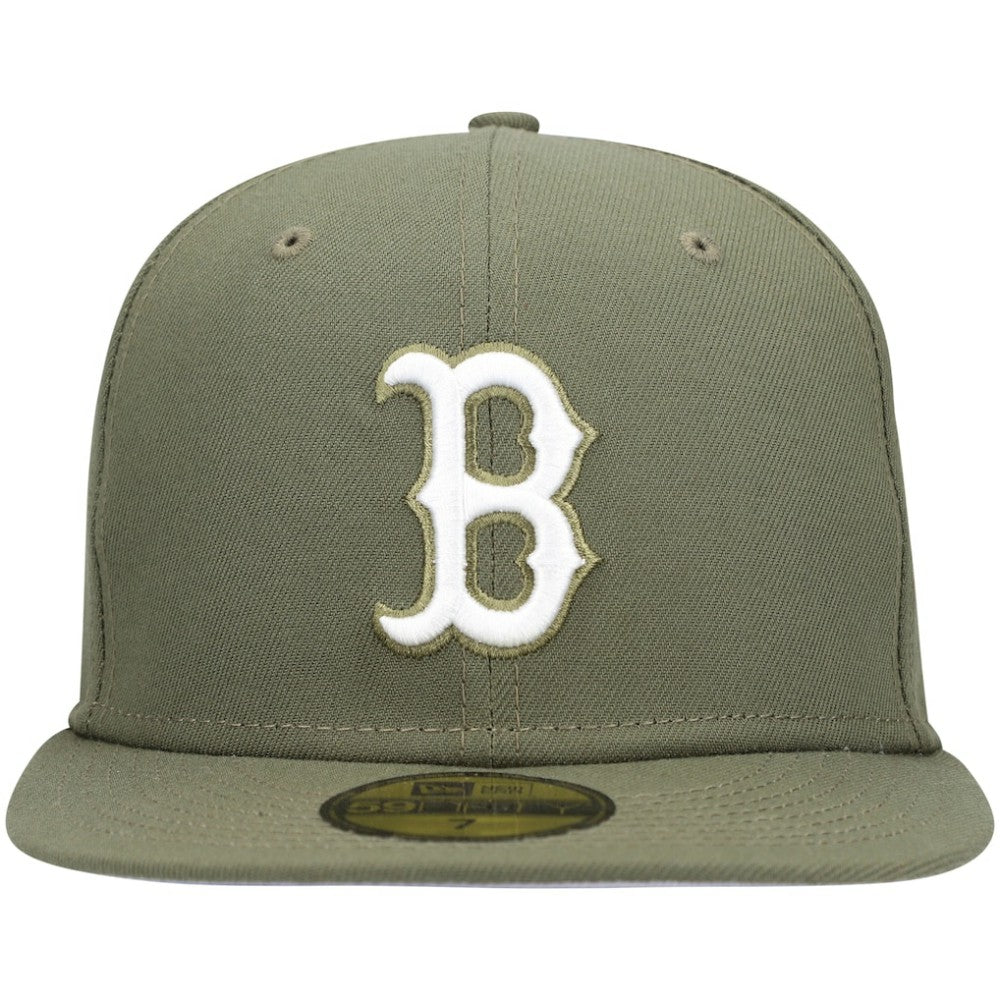Boston Red Sox White Logo 59FIFTY Fitted Hat - Olive | New Era