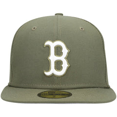 Boston Red Sox White Logo 59FIFTY Fitted Hat - Olive | New Era