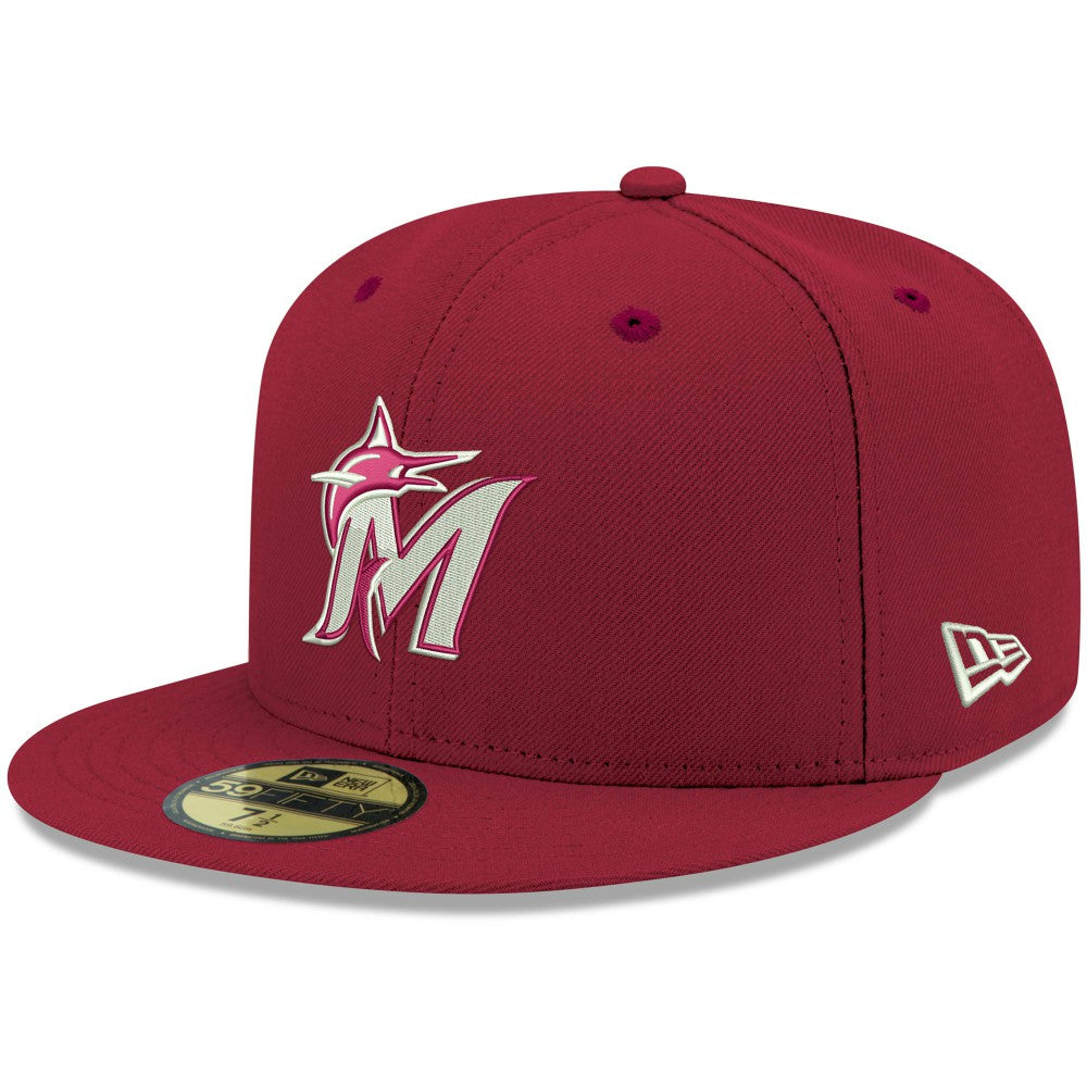 Miami Marlins White Logo 59FIFTY Fitted Hat - Cardinal | New Era