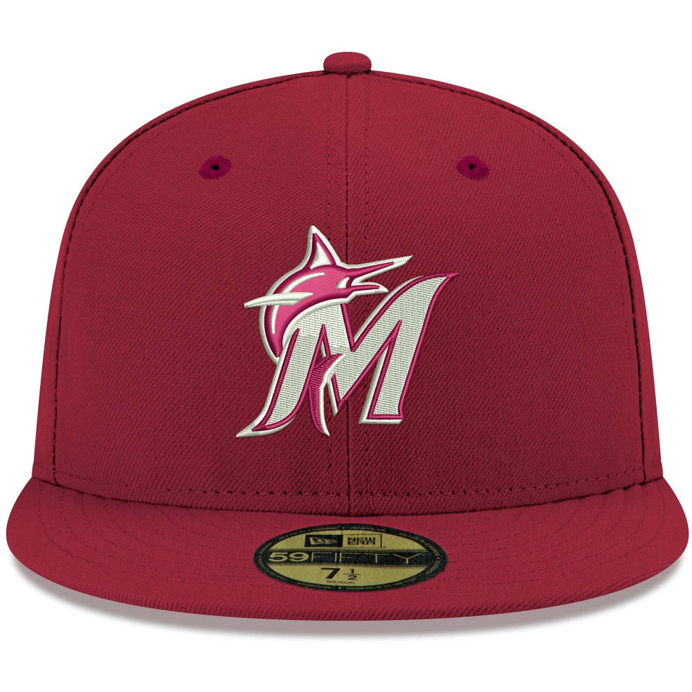 Miami Marlins White Logo 59FIFTY Fitted Hat - Cardinal | New Era
