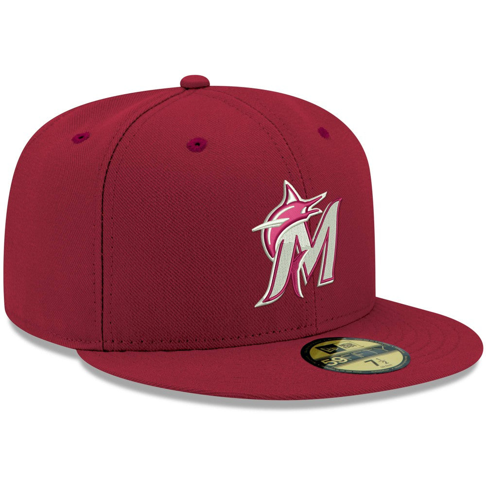 Miami Marlins White Logo 59FIFTY Fitted Hat - Cardinal | New Era