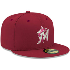 Miami Marlins White Logo 59FIFTY Fitted Hat - Cardinal | New Era