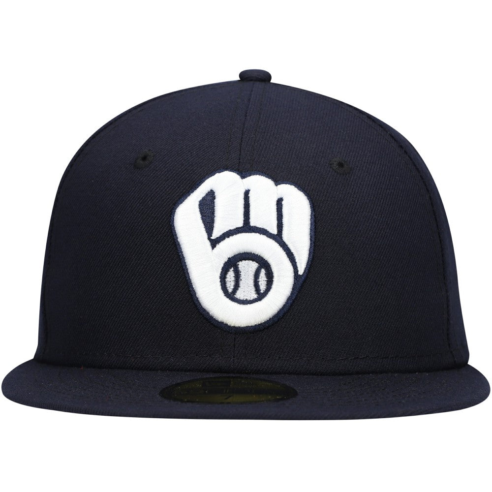 Milwaukee Brewers White Logo 59FIFTY Fitted Hat - Navy | New Era