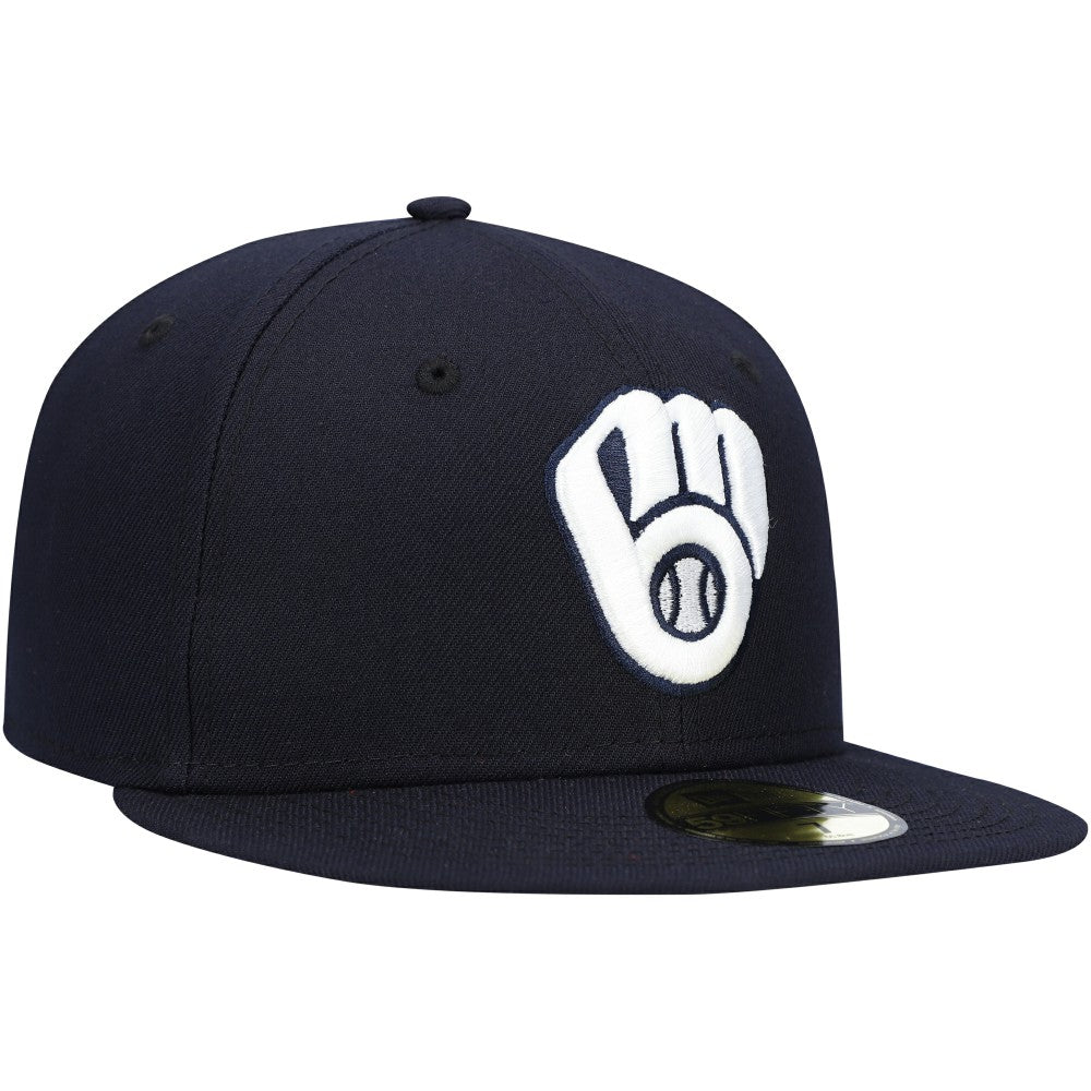 Milwaukee Brewers White Logo 59FIFTY Fitted Hat - Navy | New Era