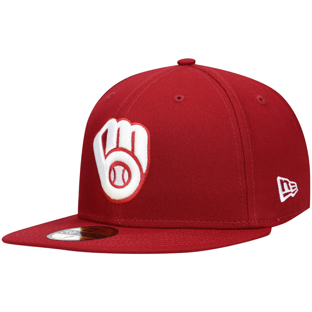 Milwaukee Brewers White Logo 59FIFTY Fitted Hat - Cardinal | New Era