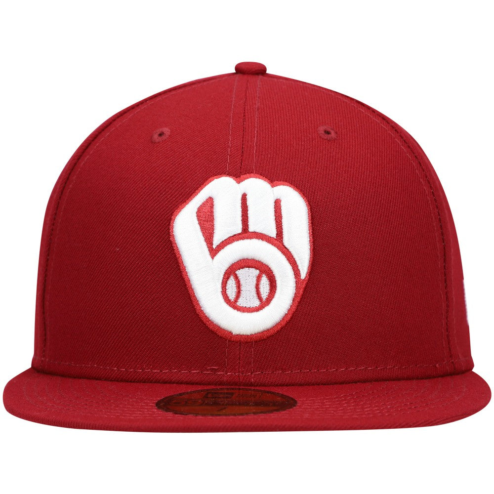 Milwaukee Brewers White Logo 59FIFTY Fitted Hat - Cardinal | New Era