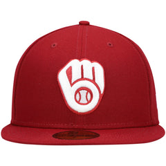 Milwaukee Brewers White Logo 59FIFTY Fitted Hat - Cardinal | New Era