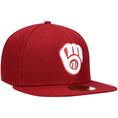 Milwaukee Brewers White Logo 59FIFTY Fitted Hat - Cardinal | New Era