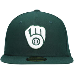 Milwaukee Brewers White Logo 59FIFTY Fitted Hat - Green | New Era
