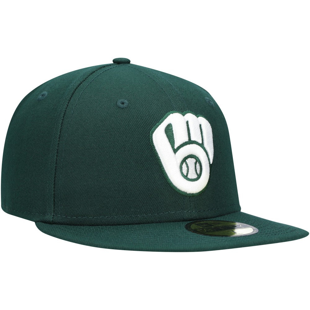 Milwaukee Brewers White Logo 59FIFTY Fitted Hat - Green | New Era