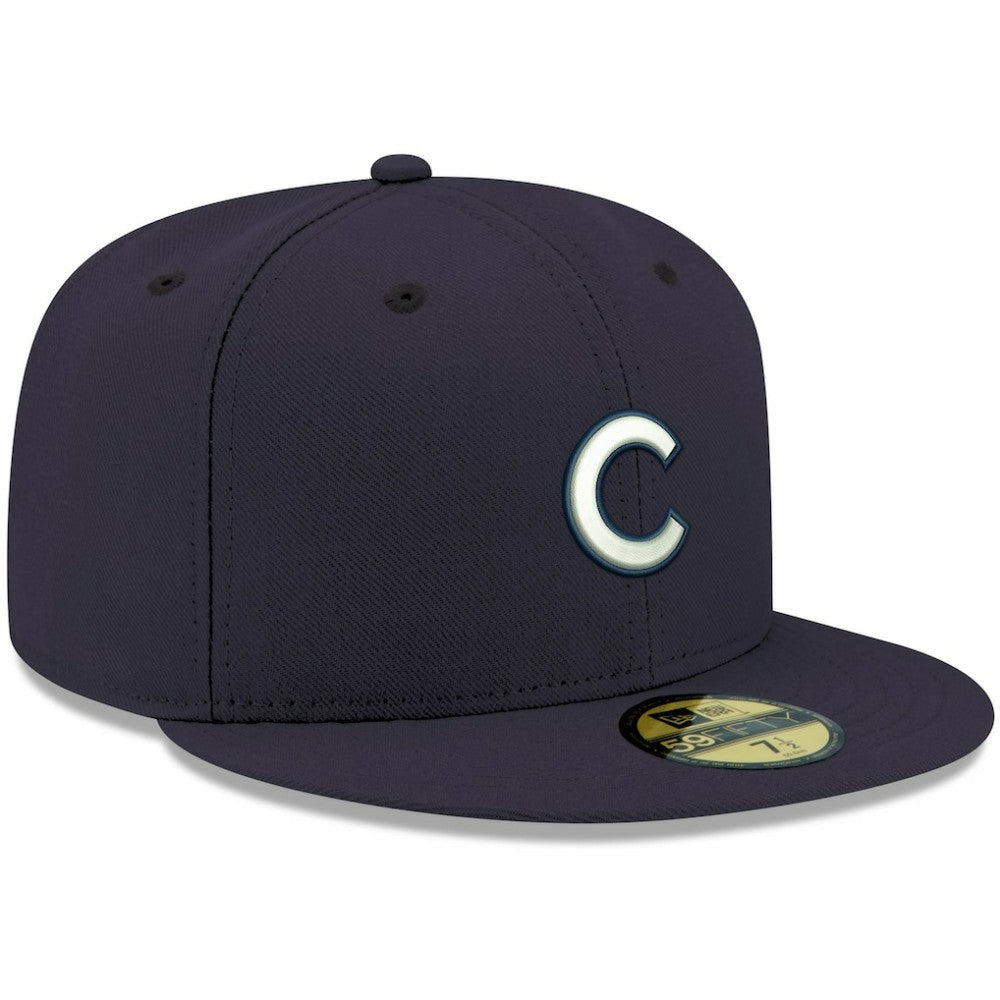 Chicago Cubs White Logo 59FIFTY Fitted Hat - Navy | New Era