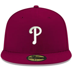 Philadelphia Phillies White Logo 59FIFTY Fitted Hat - Cardinal | New Era