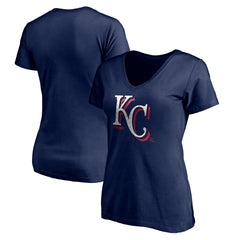 Kansas City Royals Women's Red White and Team V-Neck T-Shirt - Navy