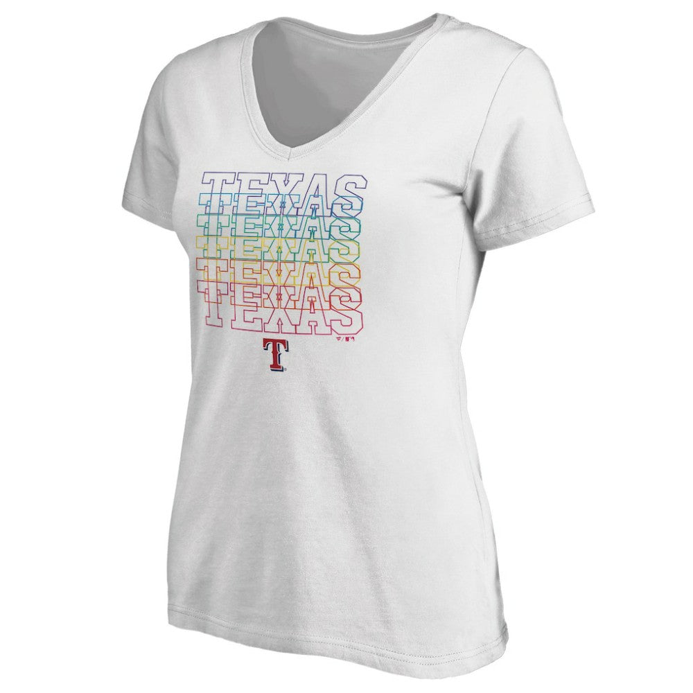 Texas Rangers Women's City Pride V-Neck T-Shirt - White