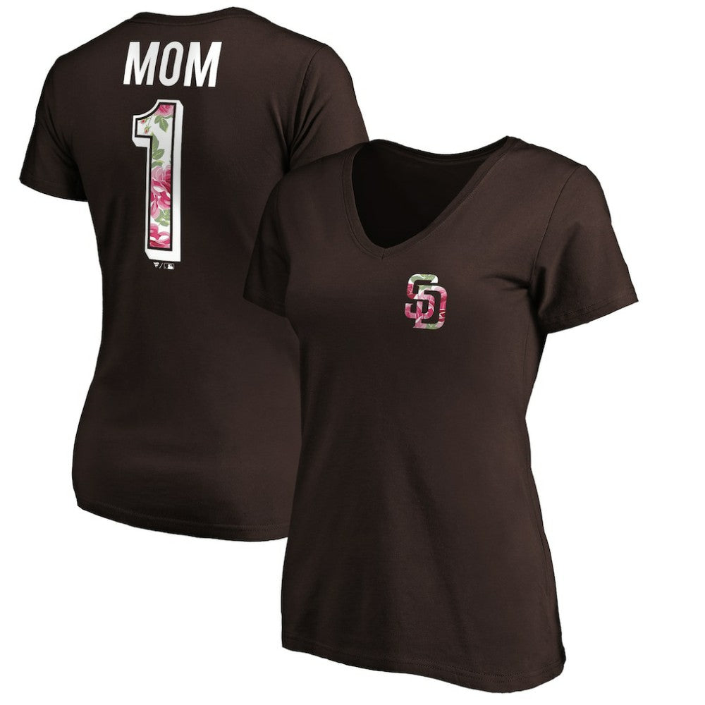 San Diego Padres Women's Mother's Day V-Neck T-Shirt - Brown