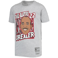 Clyde Drexler Portland Trail Blazers Youth Hardwood Classics King of the Court Player T-Shirt - Gray | Mitchell & Ness outlet
