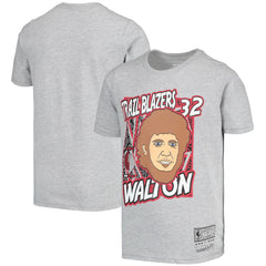 Bill Walton Portland Trail Blazers Youth Hardwood Classics King of the Court Player T-Shirt - Gray | Mitchell & Ness on sale