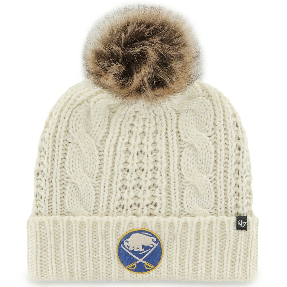 Buffalo Sabres '47 Women's Meeko Cuffed Knit Hat with Pom White
