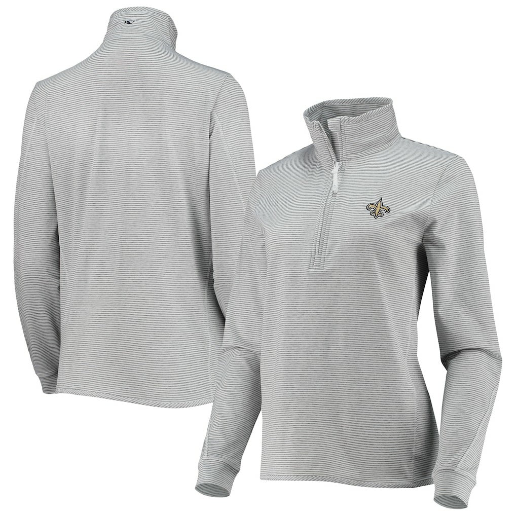 New Orleans Saints Vineyard Vines Women's Sankaty Shep Half-Zip Pullover Top - Heather Gray outlet
