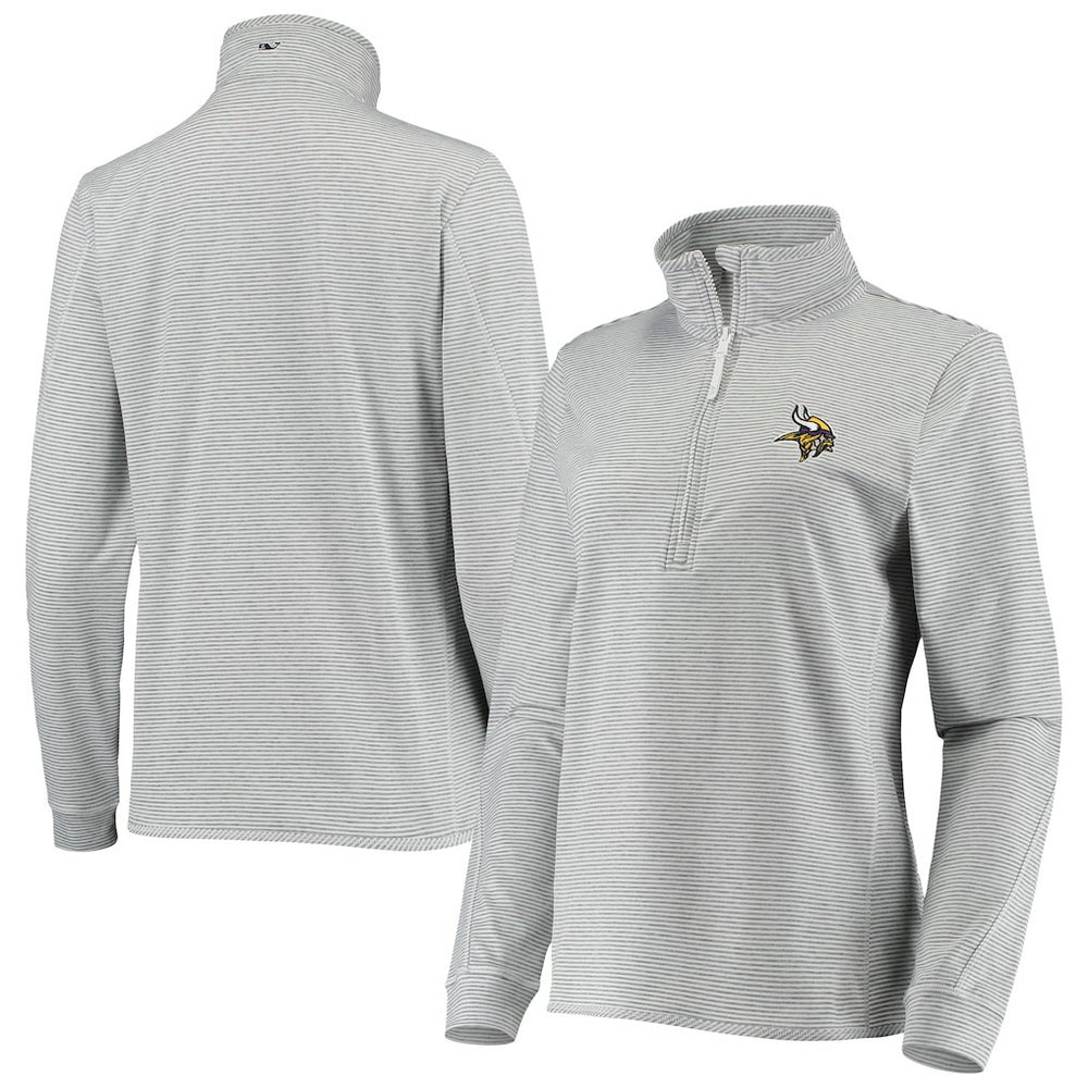 Minnesota Vikings Vineyard Vines Women's Sankaty Shep Half-Zip Pullover Top - Heather Gray outlet