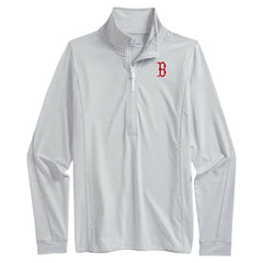 Boston Red Sox Vineyard Vines Women's Stripe Sankaty Half-Zip Pullover Top - Heather Gray