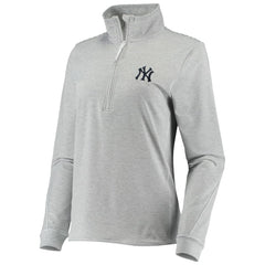 New York Yankees Vineyard Vines Women's Stripe Sankaty Half-Zip Pullover Top - Heather Gray