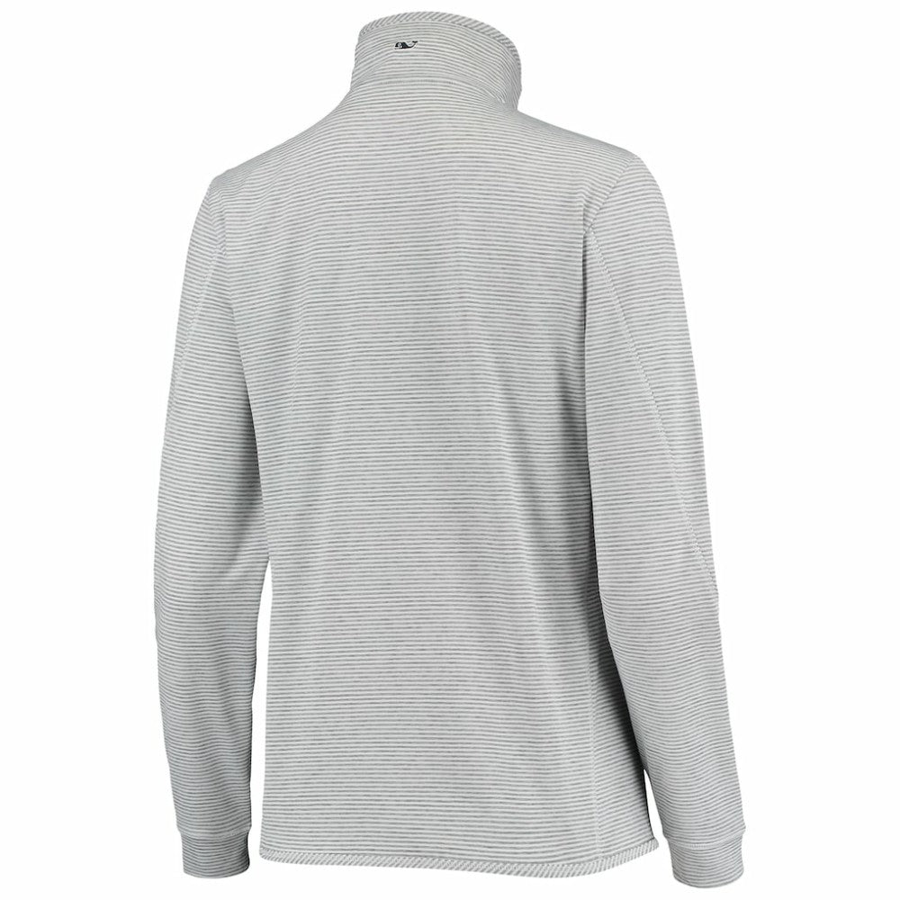 New York Yankees Vineyard Vines Women's Stripe Sankaty Half-Zip Pullover Top - Heather Gray