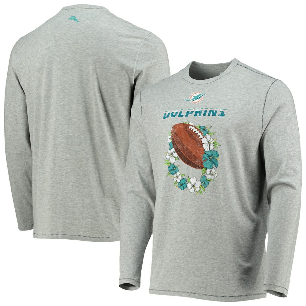 Miami Dolphins Sport Lei Pass Long Sleeve T-Shirt - Heathered Gray sale